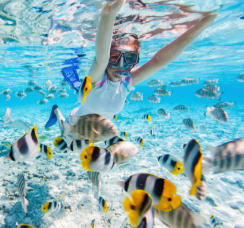 woman on a snorkel guided tour in st thomas